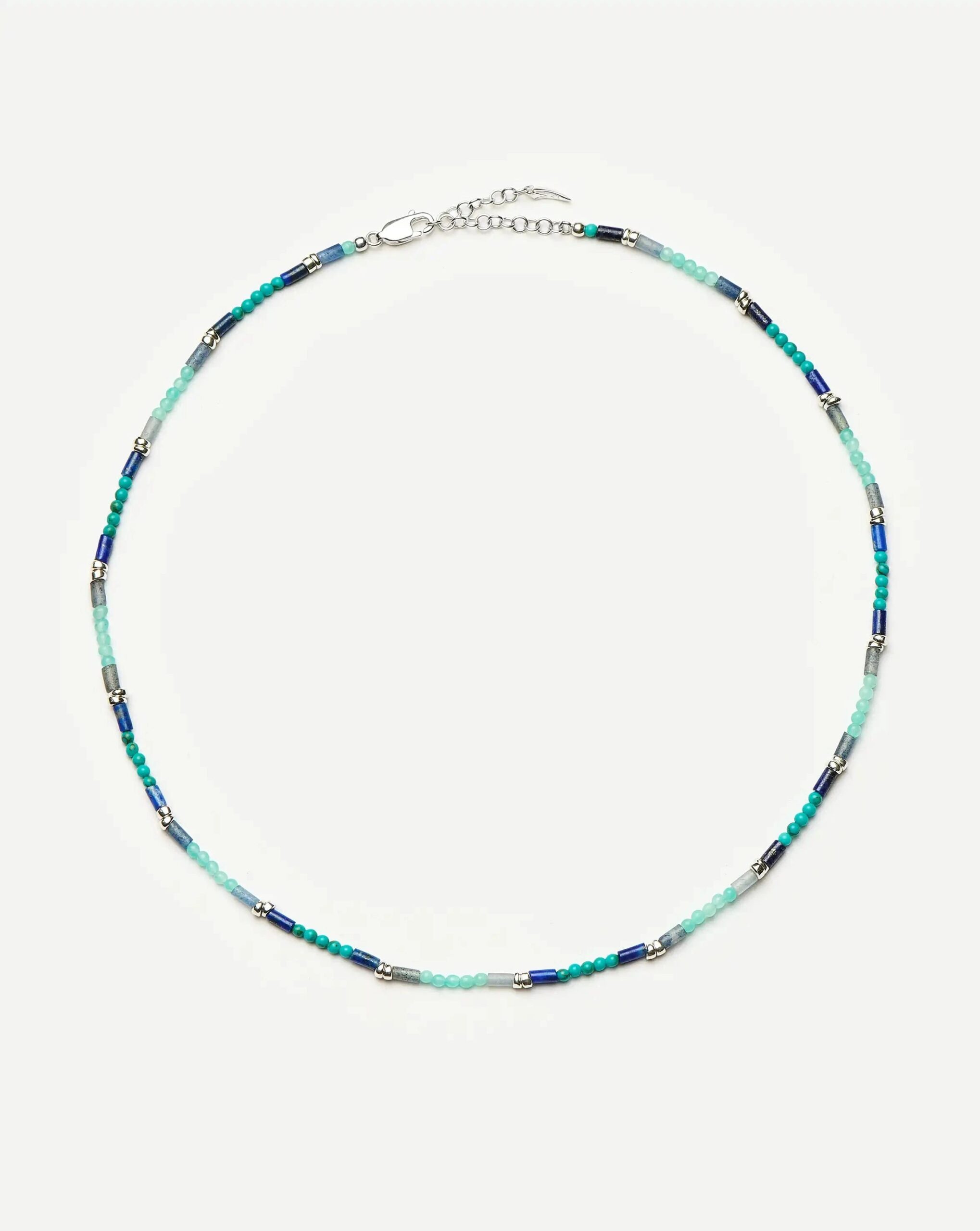 Beaded Gemstone Choker | Silver Plated/Lagoon Blue