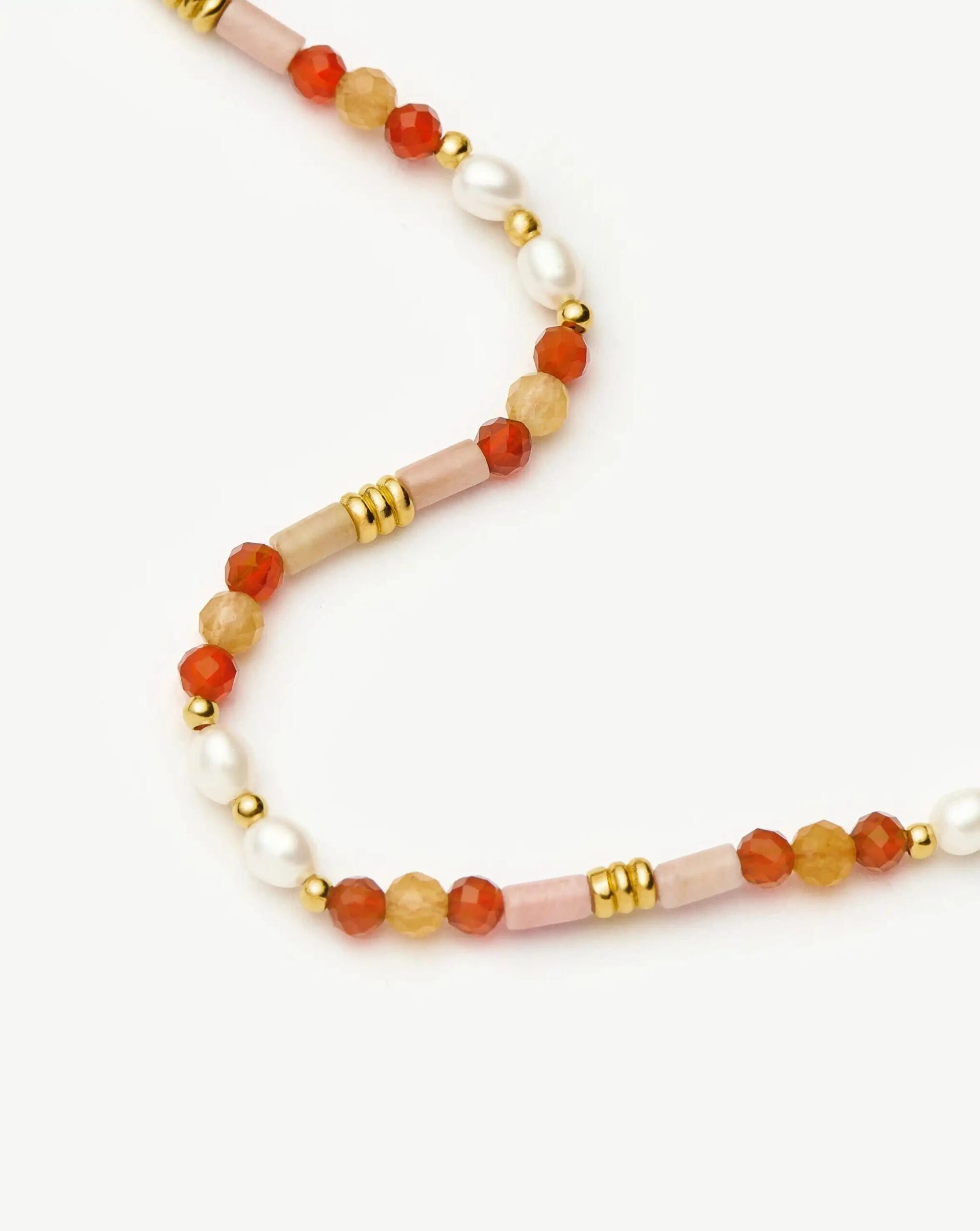 Beaded Gemstone & Pearl Short Necklace | 18ct Gold Plated/Paloma Pink - Image 4