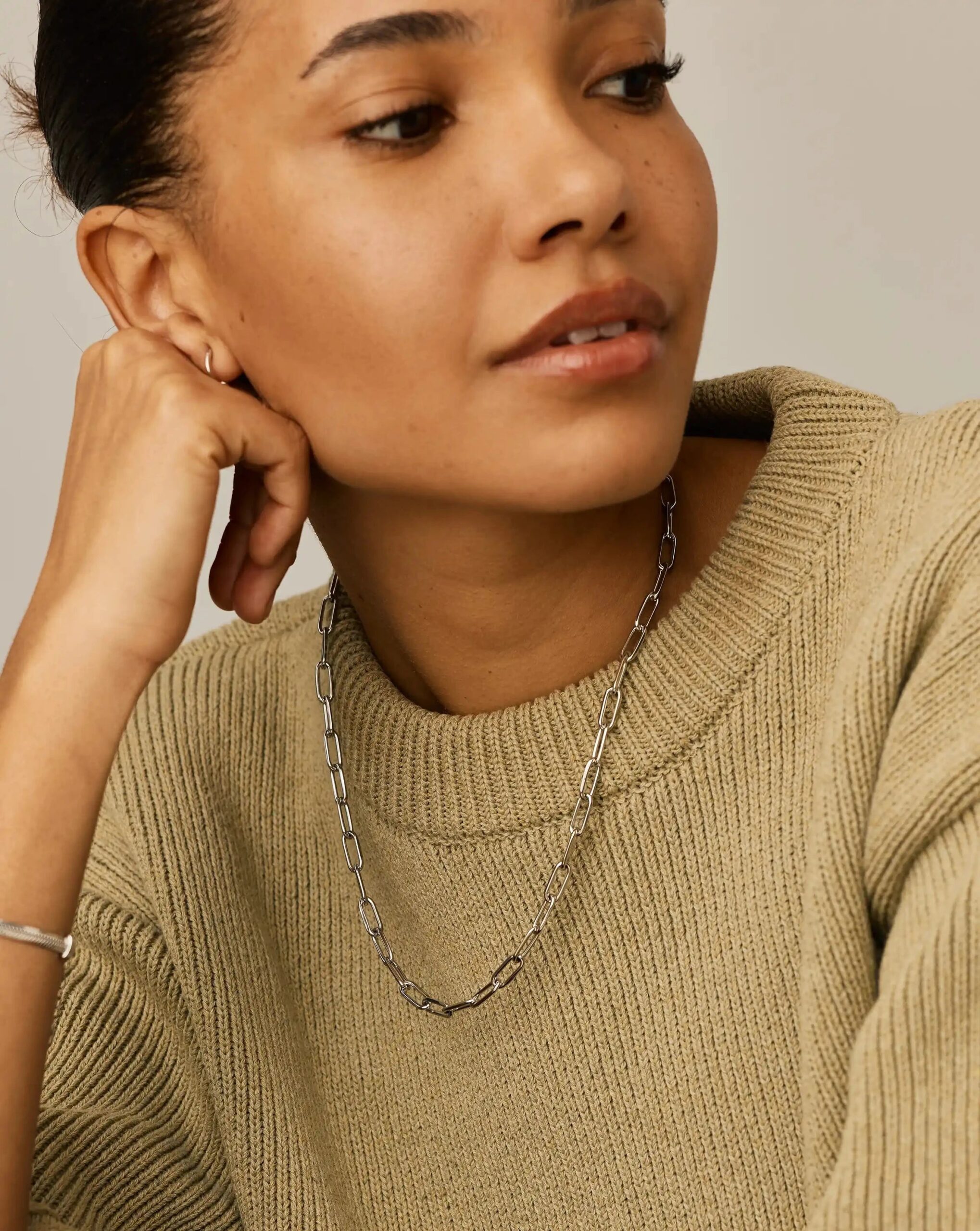 Classic Paperclip Chain Necklace | Platinum Plated - Image 2