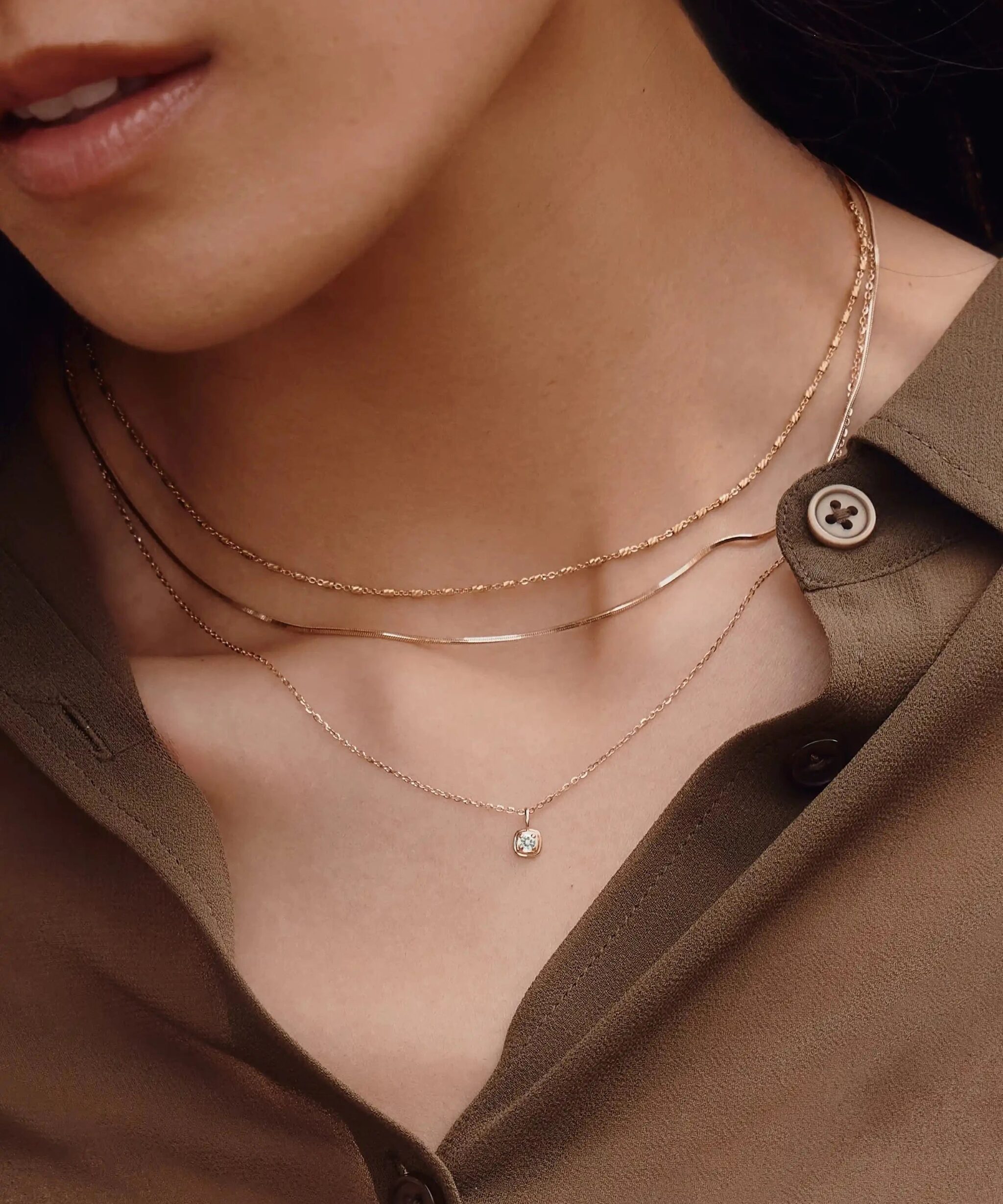 Alternative view of Solid Gold April Birthstone Pendant Necklace | 14ct Solid Gold/White Sapphire