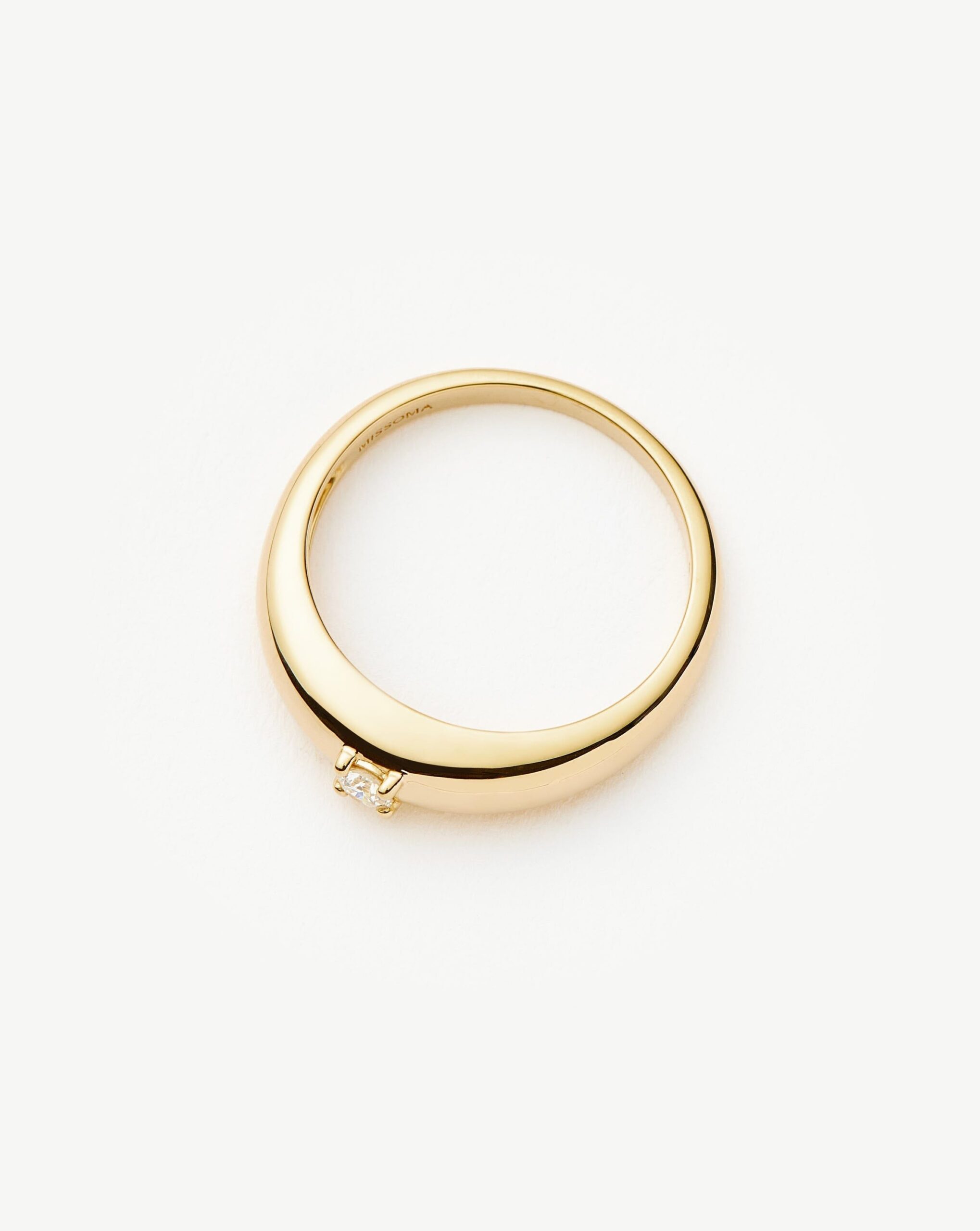 Solid Gold Single Diamond Classic Dome Ring | 14ct Solid Gold/Diamond - Image 5